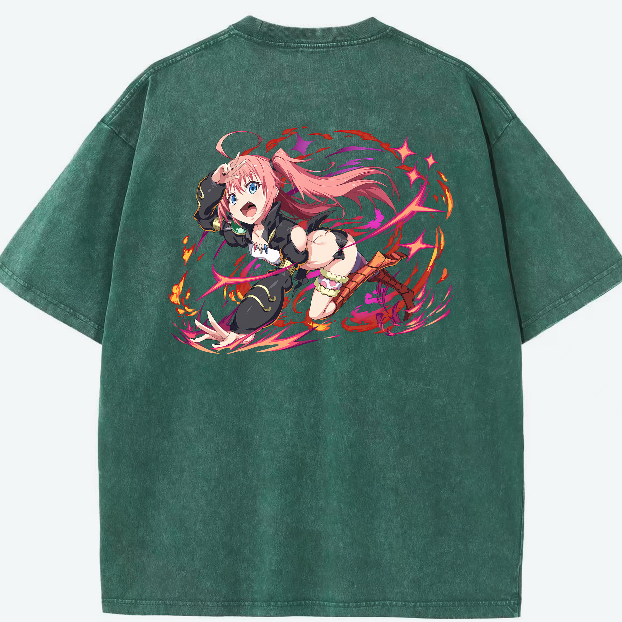 （画像用） 転スラ Regarding Reincarnated to Slime 綿100% ヴィンテージ風 半袖Tシャツ（背面プリント）